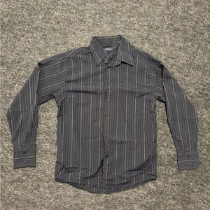 Civilian Men’s Long-Sleeve Charcoal Pinstripe Dress Shirt
